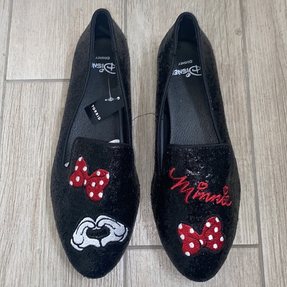 TORRID DISNEY SPARKLE & SHINE MINNIE MOUSE GLITTER LOAFERS SIZE 10WW - Picture 6 of 15